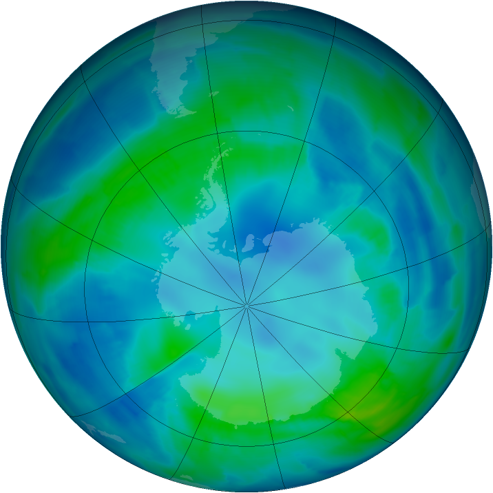 Antarctic ozone map for 26 April 2009